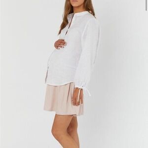 Legoe Heritage Maternity The Linen Shirt‎ in White Size 4 or XXL